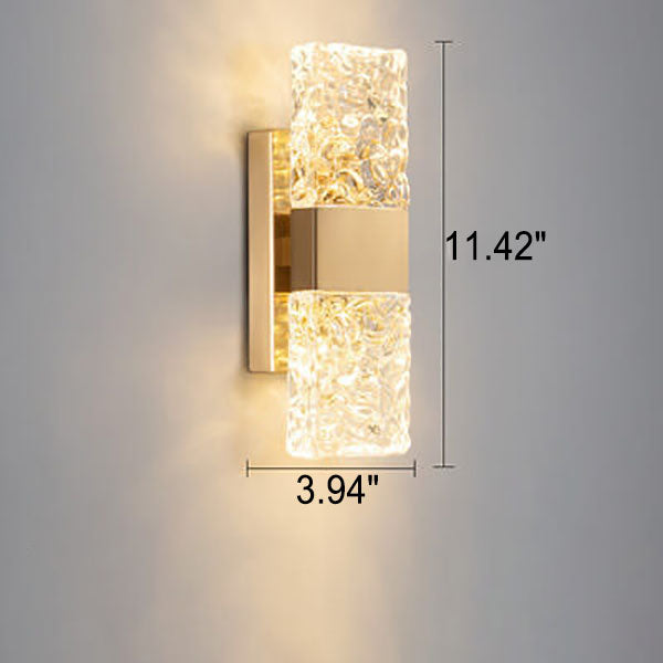 Modern Luxury Square Ripple Crystal Gold LED Wall Sconce Lamp