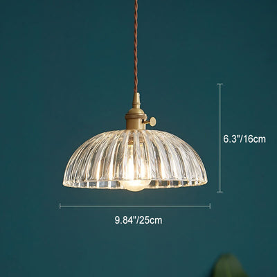 Nordic Vintage Floral Glass Brass 1-Light Pendant Light