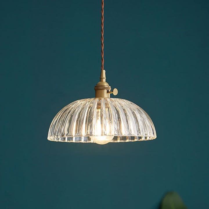 Contemporary Nordic Floral Glass Brass 1-Light Pendant Light For Living Room &amp; Bedroom