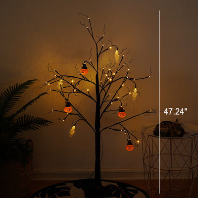 Lumière de décoration d'arbre à LED simulée citrouille squelette Halloween 