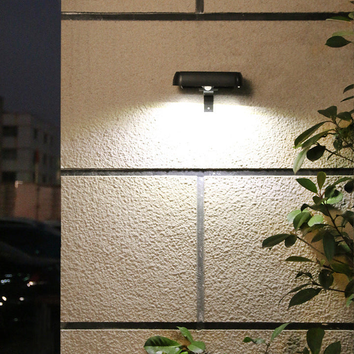 Modern Minimalist Solar Human Sensor Square Outdoor Waterproof LED Wall Sconce Lamp for Outdoor Patio