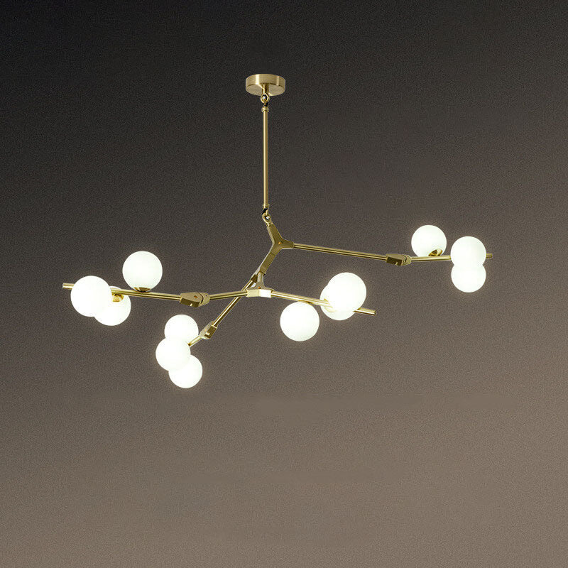 Moderner minimalistischer Magic Bean Zweig-Kronleuchter aus Glas und Metall mit 12/18/24 Flammen für Wohnzimmer &amp; Schlafzimmer 