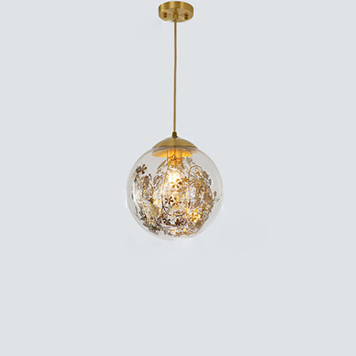 Zeitgenössische Einfachheit Glas Ball Shade Messing 1-Licht Pendelleuchte für Wohnzimmer 