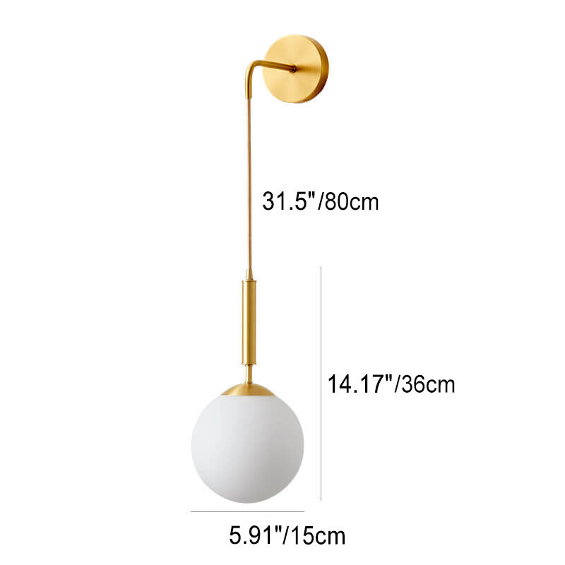 Nordischer minimalistischer runder Ball Kupfer Glas 1-Licht Wandleuchte 