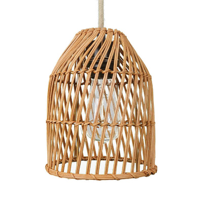 Vintage Rattan Weaving  Dome Column 1-Light Pendant Light