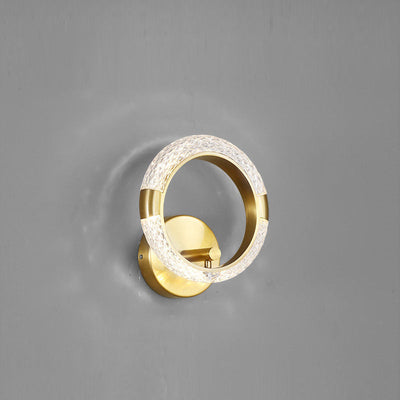 Contemporary Luxury Golden Finish Ring Crystal Embellishment LED Wall Sconce Lamp For Bedroom