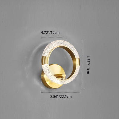 Contemporary Luxury Golden Finish Ring Crystal Embellishment LED Wall Sconce Lamp For Bedroom