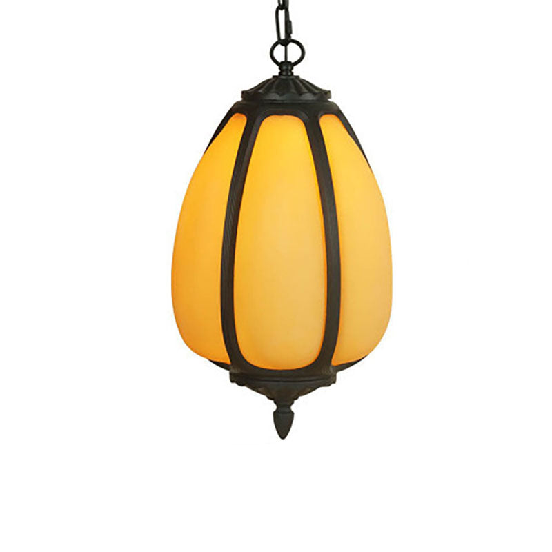 Lámpara colgante exterior de 1 luz con pantalla de calabaza de jade de imitación moderna 