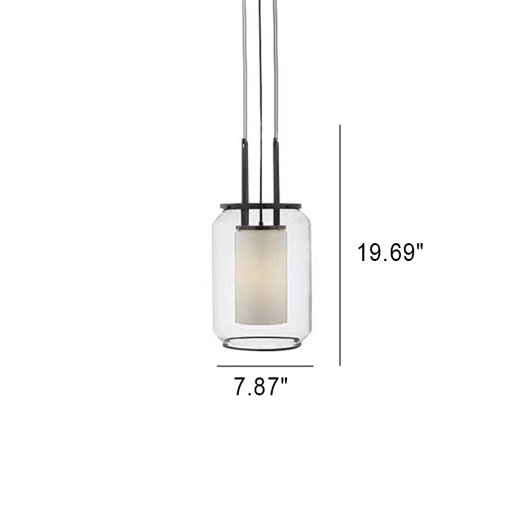 Moderner minimalistischer Glaszylinder-Glas 1-Licht-Pendelleuchte 
