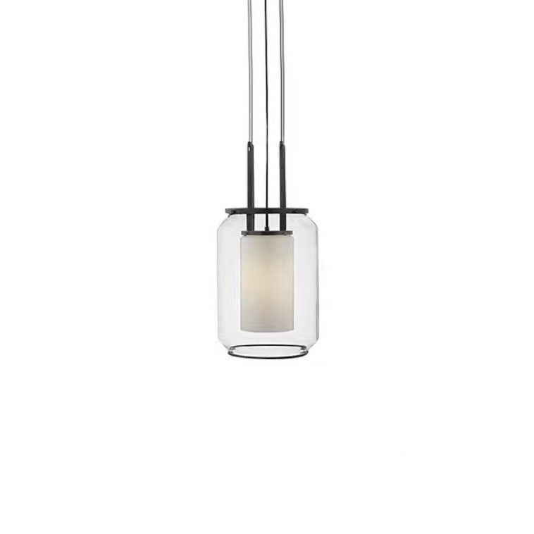 Moderner minimalistischer Glaszylinder-Glas 1-Licht-Pendelleuchte 