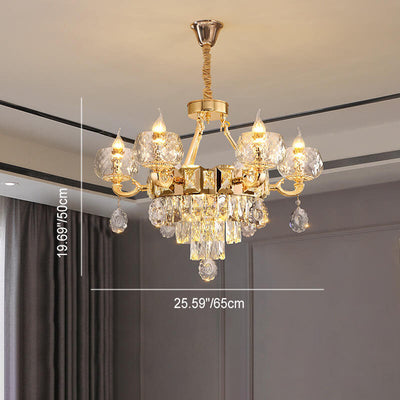 Modern Luxury Round Candelabra Zinc Alloy Crystal 9/11/14/19 Light Chandelier