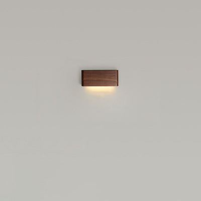 Minimalist Chinese Walnut Rectangular LED Wall Sconce Lamp