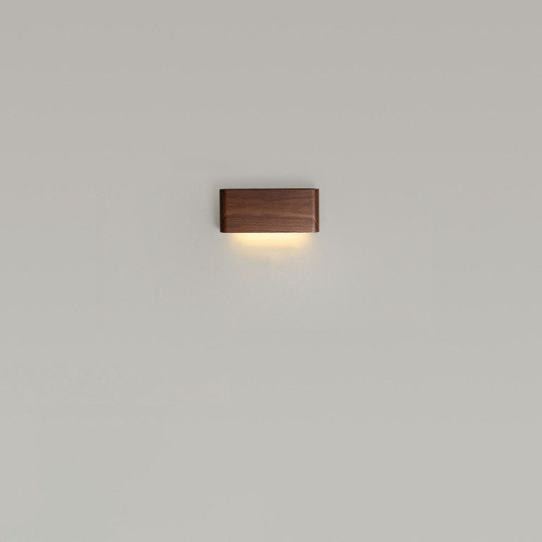 Minimalist Chinese Walnut Rectangular LED Wall Sconce Lamp