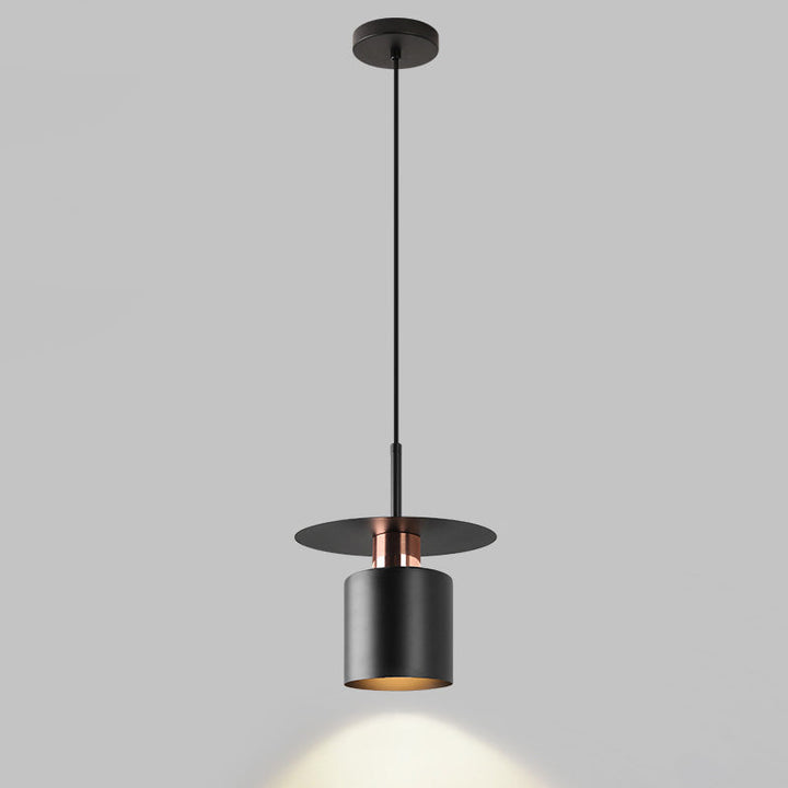 Contemporary Luxury Geometric Cylindrical Iron 1-Light Pendant Light For Bedroom