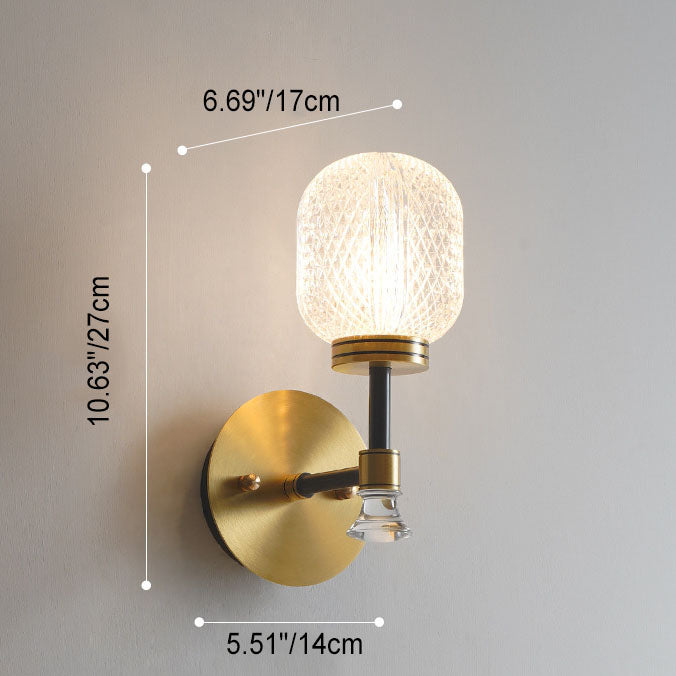 Modern Light Luxury Glass Oval Copper Base 1-Light Wall Sconce Lamp