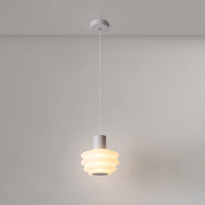 ضوء قلادة LED بلاستيكي دائري متعدد الطبقات من الحديد المدلفن لغرفة النوم بتصميم اسكندنافي معاصر 