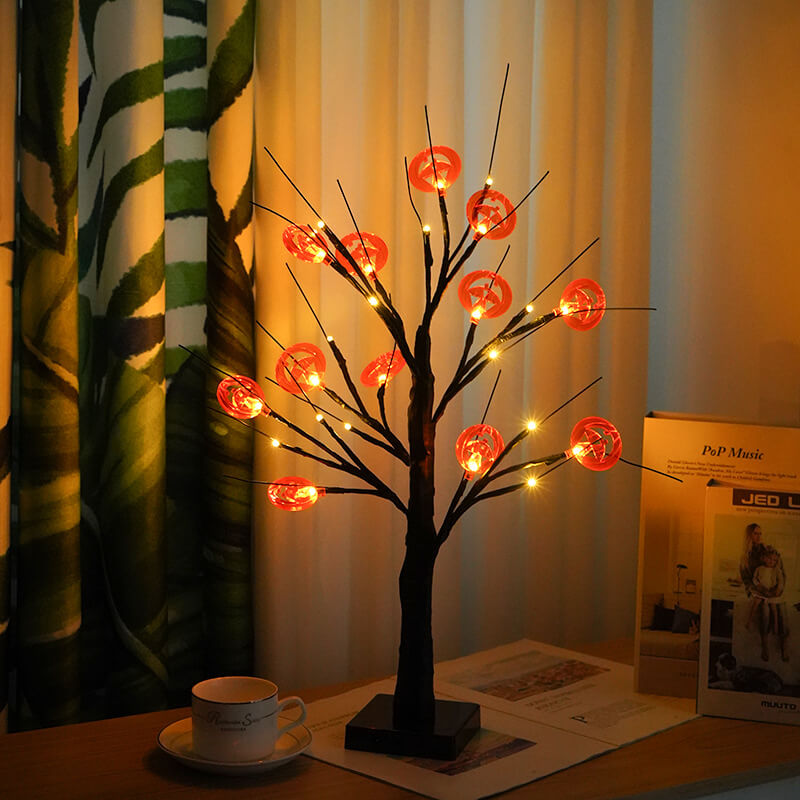 Halloween Baum Licht Kürbis Fledermäuse Simulation Baum Licht USB Batterie Dekoration Tischlampe