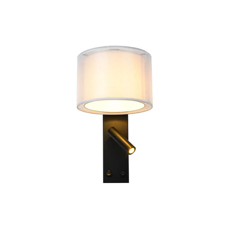 Modern Minimalist Fabric Drum Spotlight 2-Light Wall Sconce Lamp