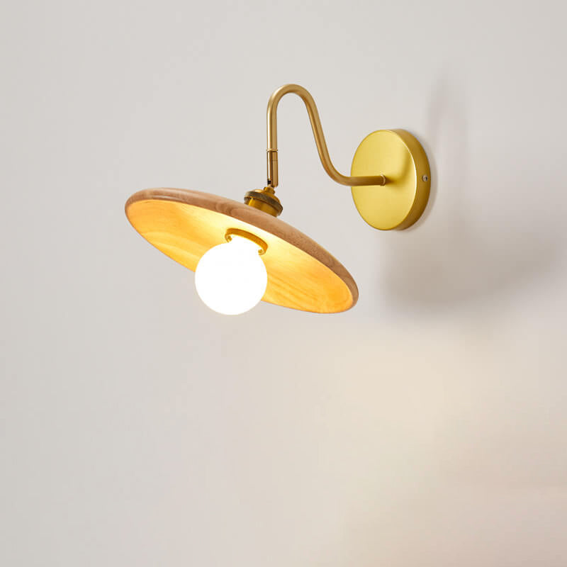 Lámpara de Aplique de Pared de 1 Luz con Bandeja Japonesa de Madera Moderna 