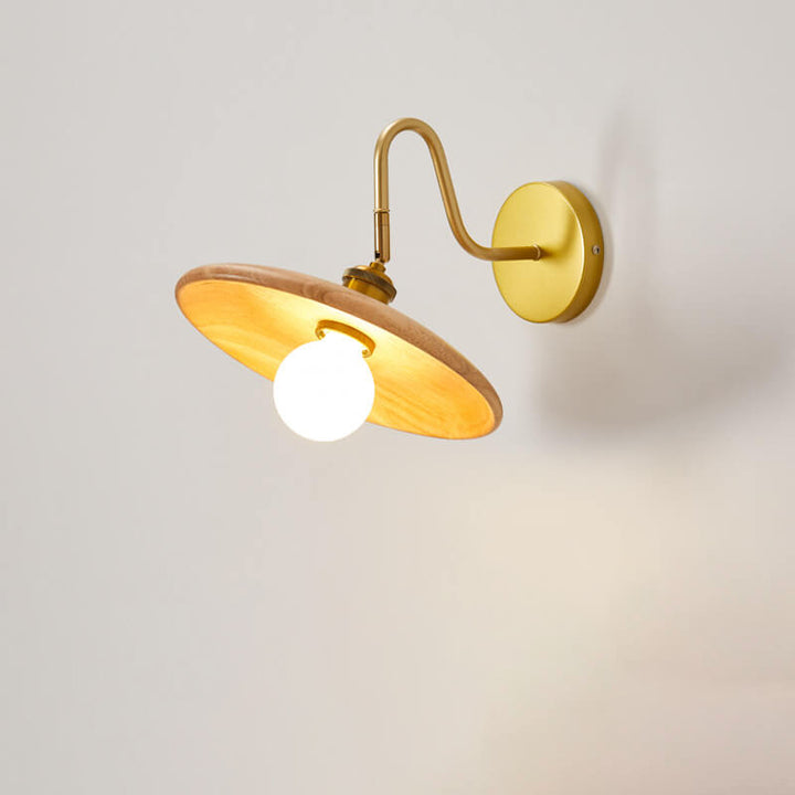 Modern Wooden Japanese Tray Shaped 1-Light Wall Sconce Lamp