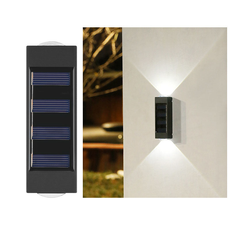Aplique de pared LED solar exterior impermeable de tira larga de ABS y PC de estilo minimalista moderno para exterior 