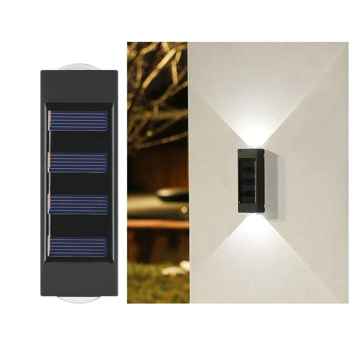 Aplique de pared LED solar exterior impermeable de tira larga de ABS y PC de estilo minimalista moderno para exterior 