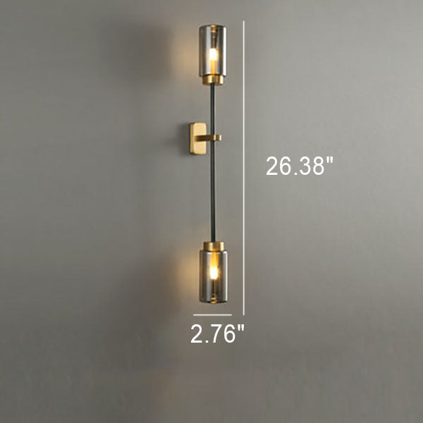 Moderne Luxus Messing Glas Zylinder Glas 2/4 Licht Wandleuchte Lampe