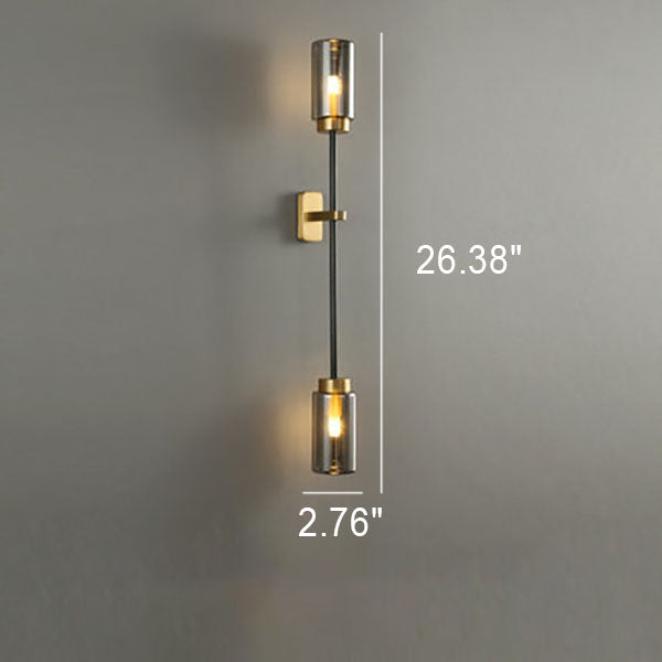 Modern Luxury Brass Glass Cylinder Jar 2/4 Light Wall Sconce Lamp