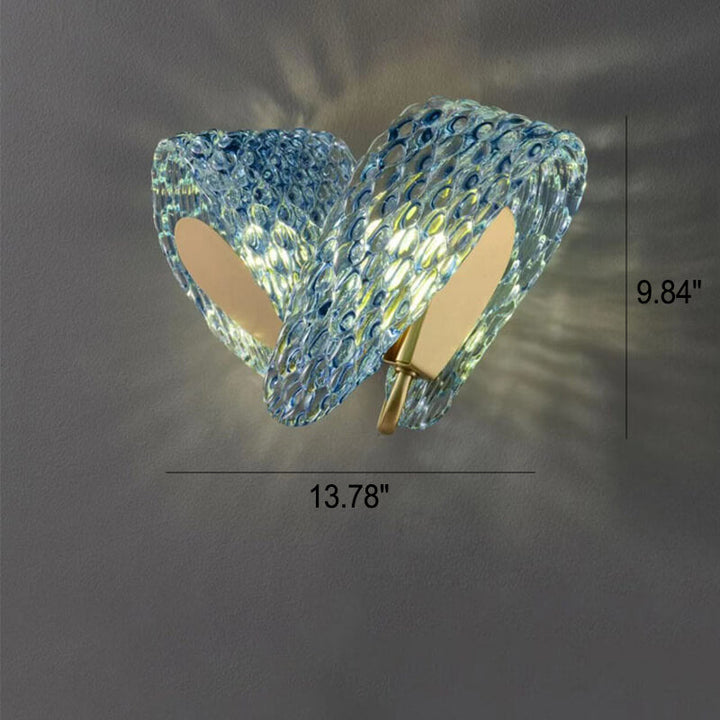 Moderne Luxus Blaue Blumen Glas 2/3 Licht Wandleuchte 