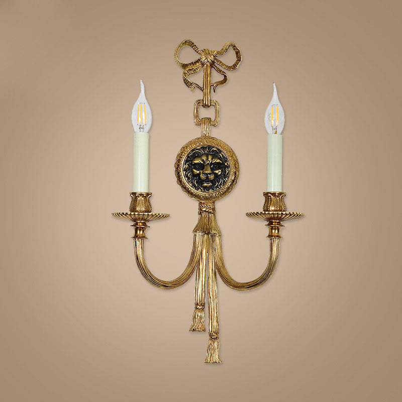 Traditional French Cylinder Sconce Full Brass 2-Light Wall Sconce Lamp For Living Room