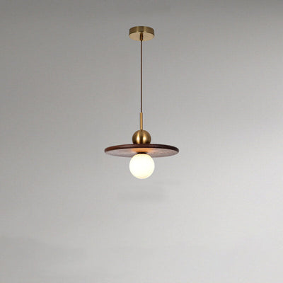 Nordic Vintage Walnut Disc Round Ball 1 - Light Pendant Light