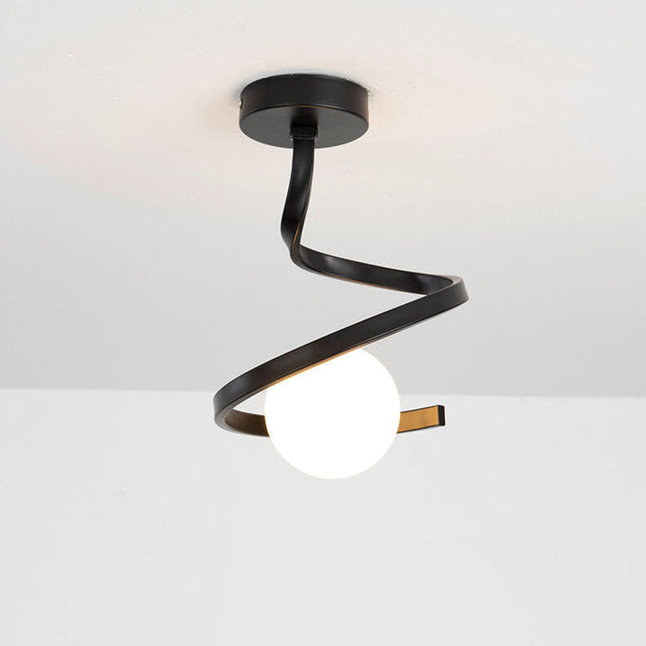 Plafonnier semi-encastré à 1 lumière moderne et créatif en verre Orb Curve 