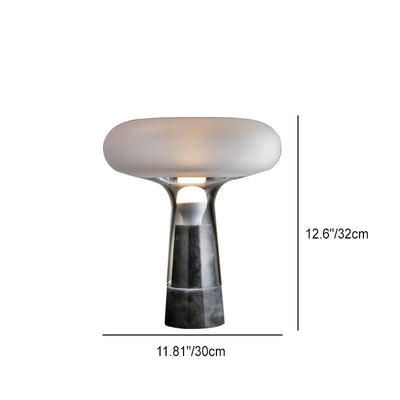 Modern Simplicity Round Glass Shade Marble Base 1-Light Table Lamp For Study