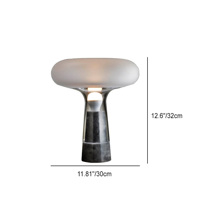 Modern Simplicity Round Glass Shade Marble Base 1-Light Table Lamp For Study