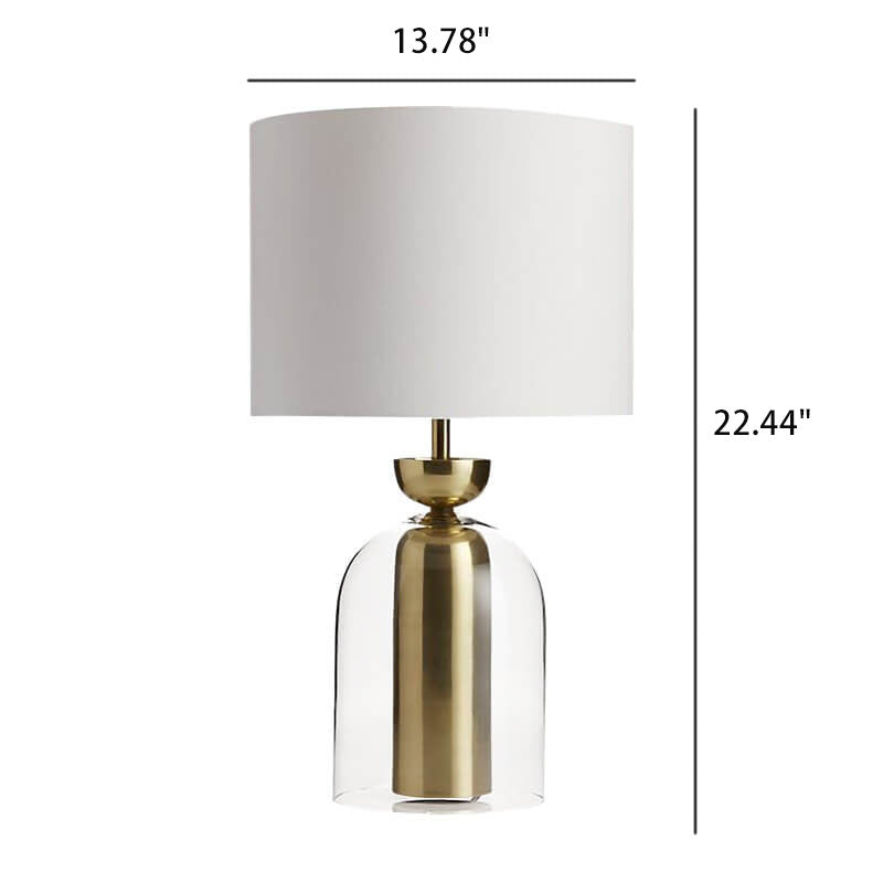 Modern Minimalist Fabric Cylinder Glass Base 1-Light Table Lamp
