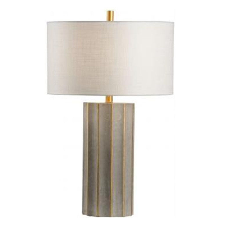 Traditional Japanese Ceramic Striped Column Fabric 1-Light Table Lamp