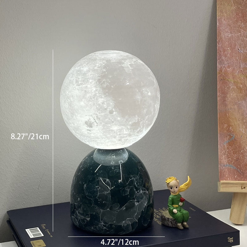 Contemporary Creative 3D Printed Moon Ceramic Base USB Table Lamp For Bedroom
