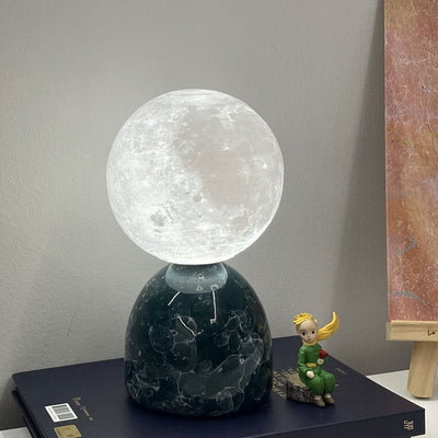 Contemporary Creative 3D Printed Moon Ceramic Base USB Table Lamp For Bedroom