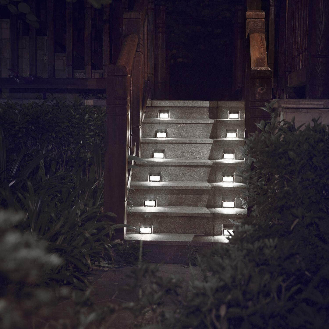 Einfaches Solar-Edelstahl-3-LED-Gartenstufenlicht für den Außenbereich 