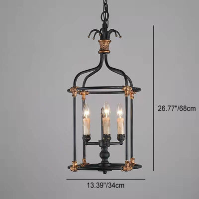 Rustikaler Vintage Kerzenhalter aus schwarzem Eisen mit 8-Licht-Kronleuchter