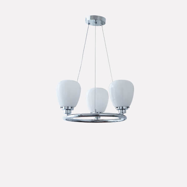 Nordic White Glass Magic Bean Circle Ring 1/3/5/8 Light Chandelier