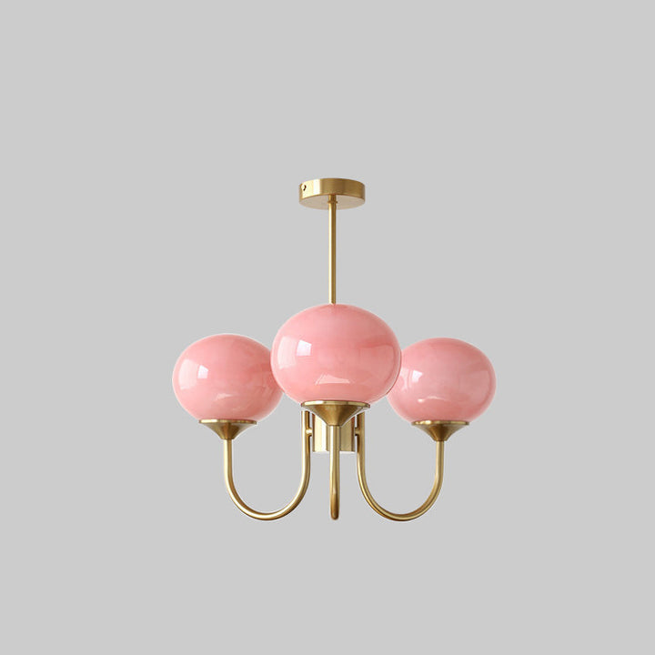 Moderne minimalistische ovale gebogene Stange Eisen Glas 3/5 Licht Kronleuchter für Wohnzimmer 