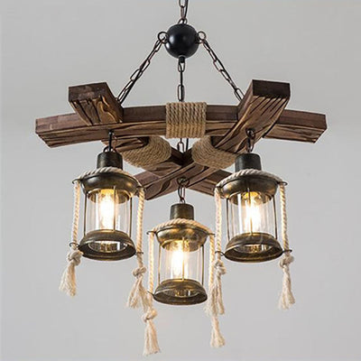 Industry Vintage Wooden Iron 3/6-Light Chandelier