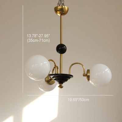 Lustre en verre cuivre traditionnel français Orb 3/4/5 lumières pour salon 
