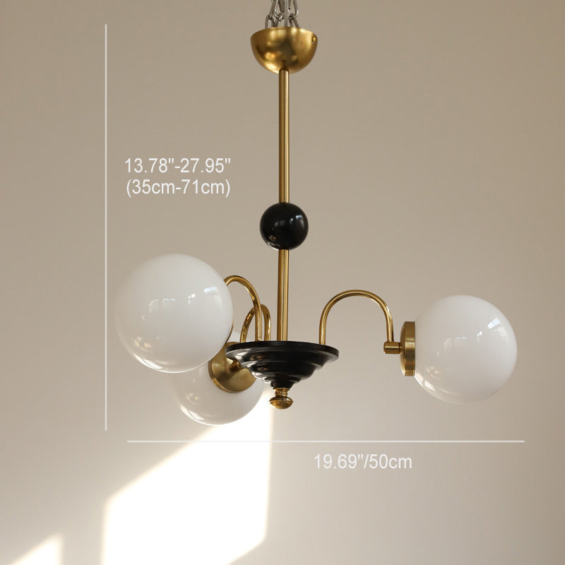 Lustre en verre cuivre traditionnel français Orb 3/4/5 lumières pour salon 