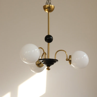 Lustre en verre cuivre traditionnel français Orb 3/4/5 lumières pour salon 