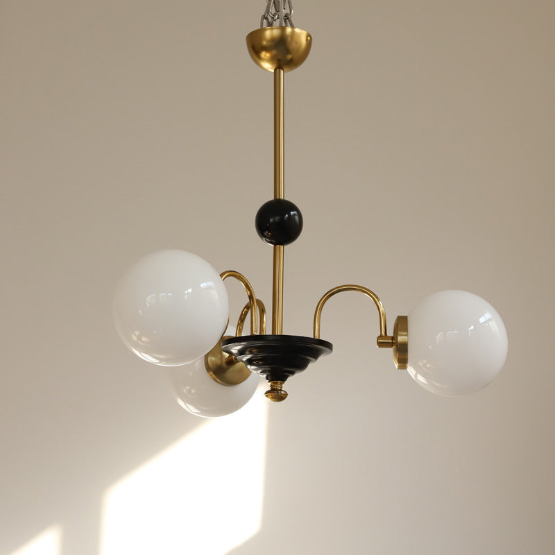 Lustre en verre cuivre traditionnel français Orb 3/4/5 lumières pour salon 