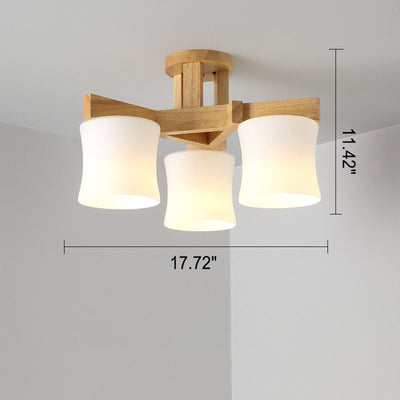 Nordic Simple Log Glass Cylinder Shade 3/5/8 Light Semi-Flush Mount Ceiling Light