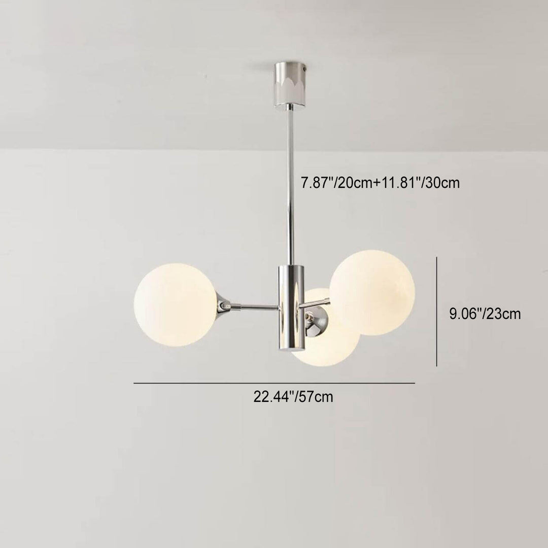 Modern Light Luxury White Round Ball Glass Iron 3/5/8-Light Chandelier