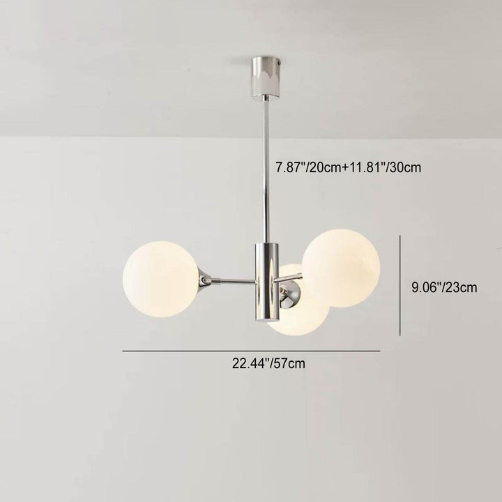 Modern Light Luxury White Round Ball Glass Iron 3/5/8-Light Chandelier